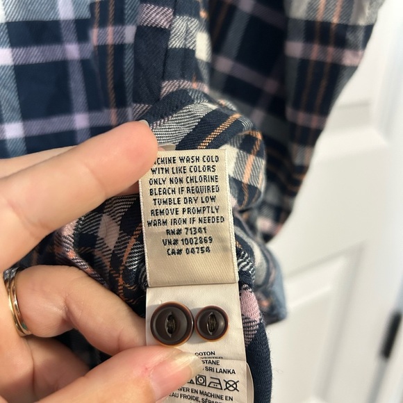 L.L. Bean Navy and Pink Plaid Fleece Shirt - Picture 6 of 9